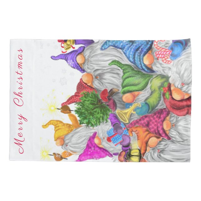 Happy Gnomes Christmas Pillow Case (Back)