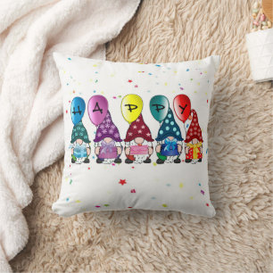 Happy Gnomes Throw Pillow
