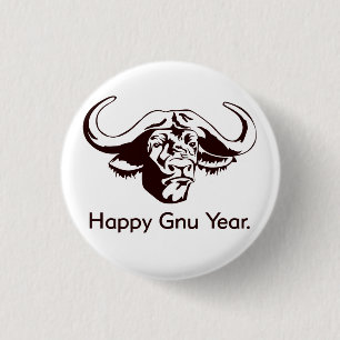 Happy Gnu Year 1 Inch Round Button