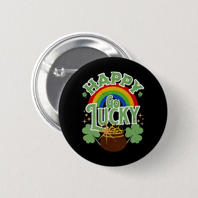 Happy Go Lucky 2 Inch Round Button (Front & Back)