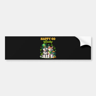 Happy Go Lucky Cute Husky St. Patricks Day Bumper Sticker