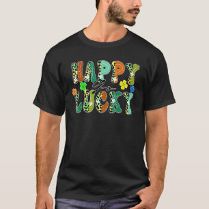 Happy Go lucky Leopard design St patrick's day clo T-Shirt