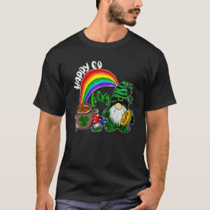 Happy Go Lucky Rainbow Gnome Shamrock Funny St Pat T-Shirt