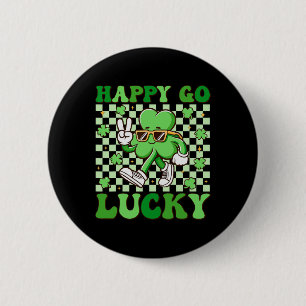 Happy Go Lucky Shamrock Irish St Patricks Day Groo 2 Inch Round Button