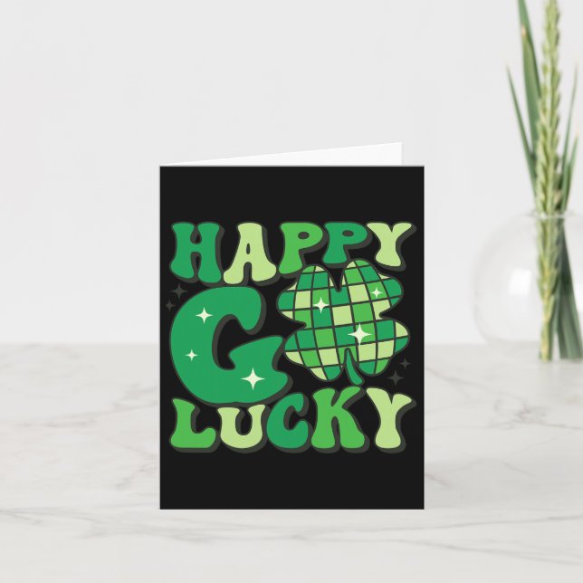 Happy Go Lucky Shamrock St Patricks Day Women Men  Card (Front)
