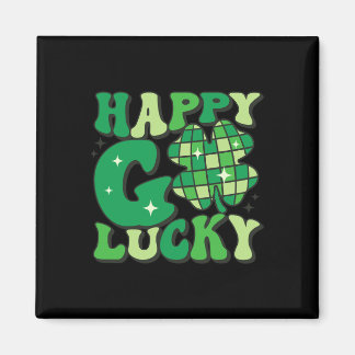 Happy Go Lucky Shamrock St Patricks Day Women Men  Magnet