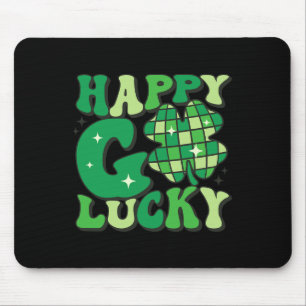 Happy Go Lucky Shamrock St Patricks Day Women Men Mouse Pad