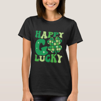 Happy Go Lucky Shamrock St Patricks Day Women Men  T-Shirt