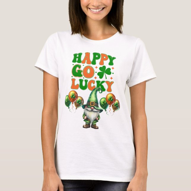 Happy Go Lucky St. Patrick's Day Gnome T-Shirt (Front)