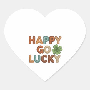 Happy Go Lucky St Patrick's Day Shamrock Heart Sticker
