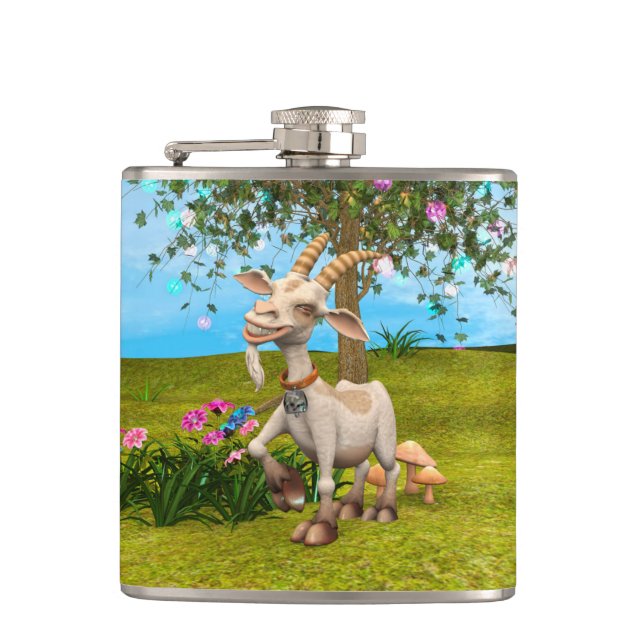 Happy Goat Hip Flask (Front)