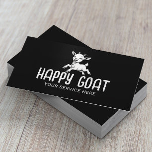 Happy Goat Plain Black Cute Farm Animal Business Card