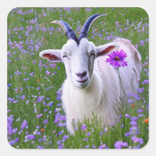 Happy Goat Square Sticker (Front)