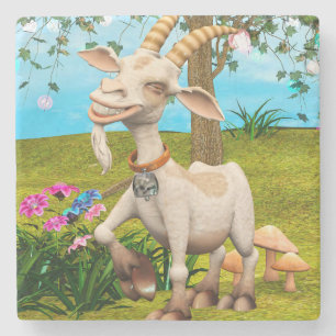 Happy Goat Stone Coaster