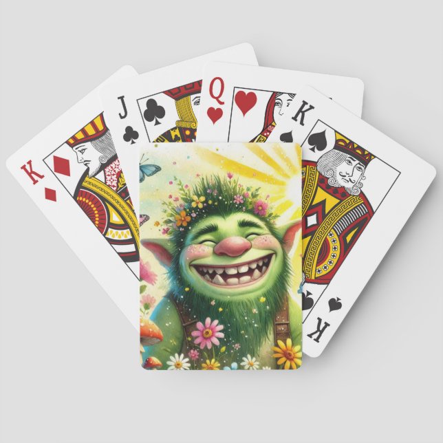 happy Goblin Boy Smiling Playing Cards (Back)