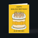 Happy Golden Birthday 16 on the 16th Card<br><div class="desc">A large birthday cake covered in lit candles and accompanied by the words 'Happy Golden Birthday 16 on the 16th'.</div>