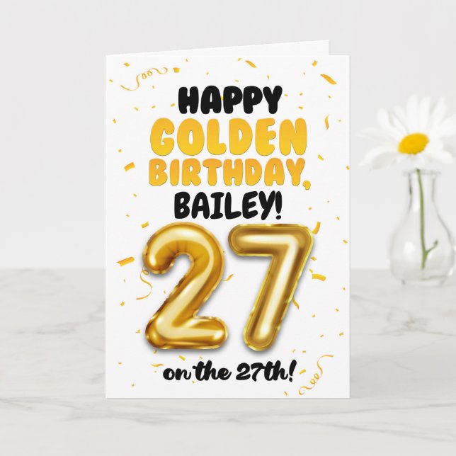 Happy Golden Birthday, 27th Birthday Card  (Small Plant)