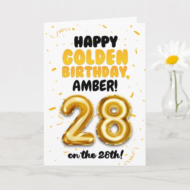 Happy Golden Birthday, 28th Birthday Card  (Small Plant)