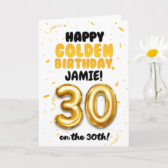 Happy Golden Birthday, 30th Birthday Card  (Small Plant)