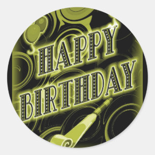 Happy Golden Birthday Classic Round Sticker