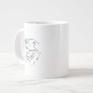 Happy Golden Retriever Coffee Mug Ink Illustration