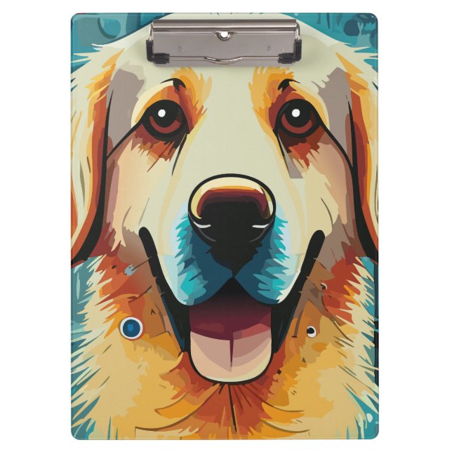 Happy Golden Retriever Dad Clipboard (Front)