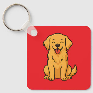 Happy Golden Retriever Dog – Cute Funny Pets Keychain