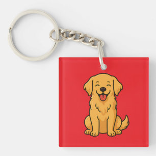 Happy Golden Retriever Dog – Cute Funny Pets Keychain