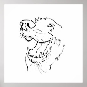Happy Golden Retriever, Ink Illustration Poster