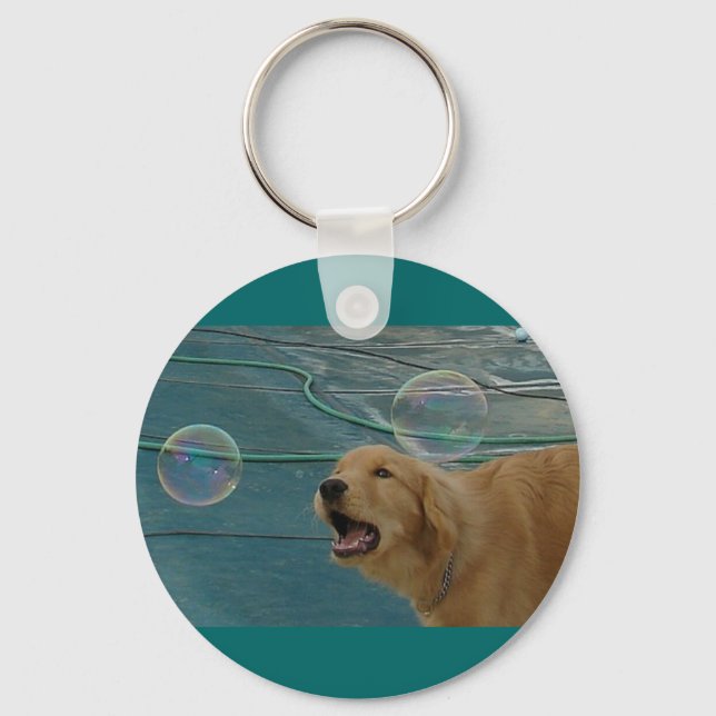 Happy Golden Retriever Keychain (Front)