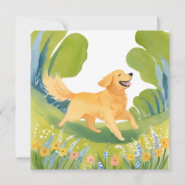 Happy Golden Retriever | Light Watercolor Card (Front)