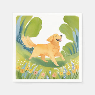 Happy Golden Retriever   Light Watercolor Card Napkin