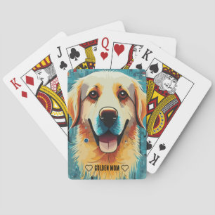 Happy Golden Retriever Mom Playing Cards