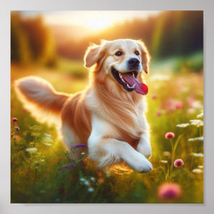 Happy Golden Retriever Poster