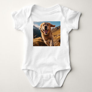 Happy Golden Retriever Running  Baby Bodysuit