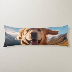 Happy Golden Retriever Running  Body Pillow