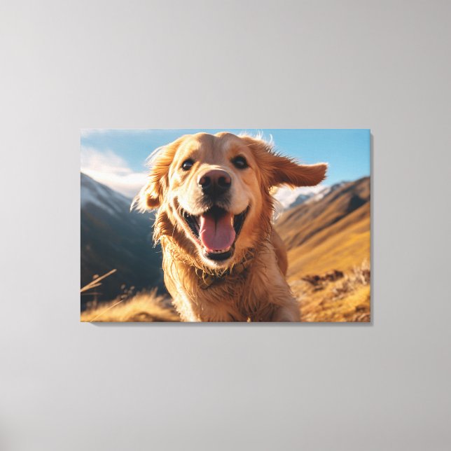 Happy Golden Retriever Running  Canvas Print (Front)