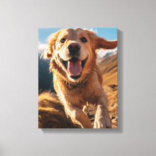 Happy Golden Retriever Running Canvas Print