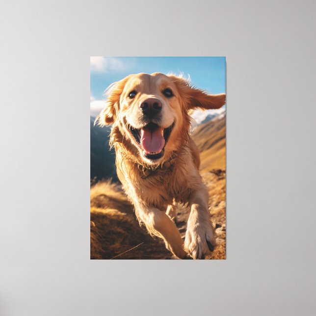 Happy Golden Retriever Running  Canvas Print (Front)