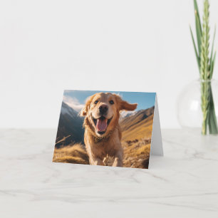 Happy Golden Retriever Running  Card