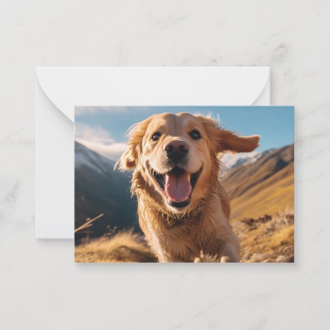 Happy Golden Retriever Running  Card (Front)