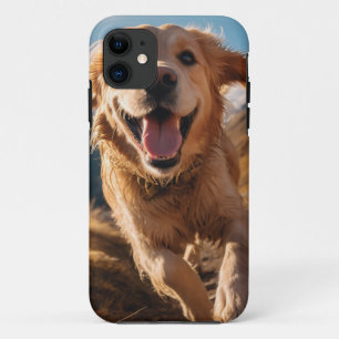 Happy Golden Retriever Running  iPhone 11 Case