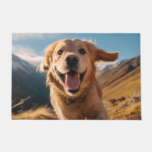Happy Golden Retriever Running  Doormat