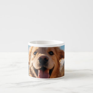 Happy Golden Retriever Running Espresso Cup