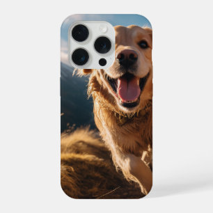Happy Golden Retriever Running iPhone 15 Pro Case