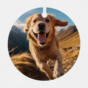 Happy Golden Retriever Running  Metal Ornament