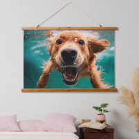 Happy Golden Retriever Swimming Underwater