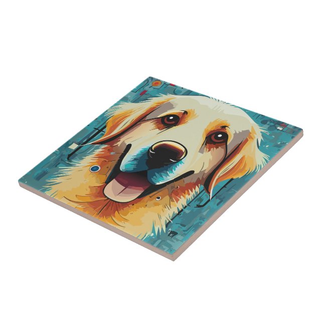 Happy Golden Retriever Tile (Side)