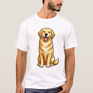 Happy Golden Retriever Vector Illustration | Cute T-Shirt