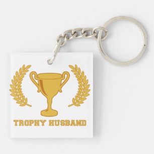 Happy Golden Trophy Husband Keychain